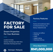 Taman Perindustrian Puchong Semi d factory for sale