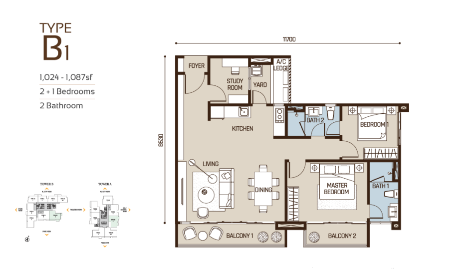 Skyluxe On The Park BUKIT JALIL floor plan type B1